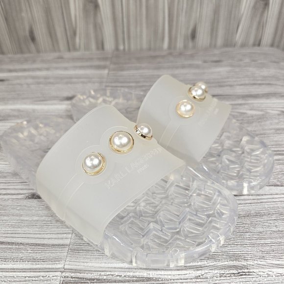 KARL LAGERFELD TulaRubberPool Slide Sandals Transparent Clear-Women's Size 7 NEW - Picture 10 of 15